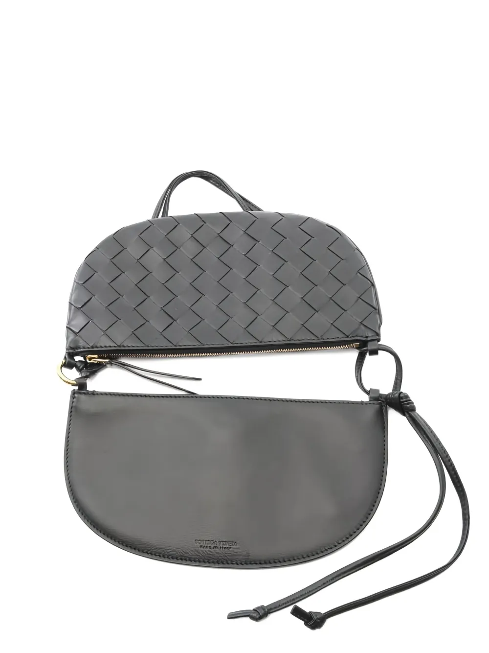 Pre-owned Bottega Veneta 20s Gemelini Intrecciato Pouch Bag In Black