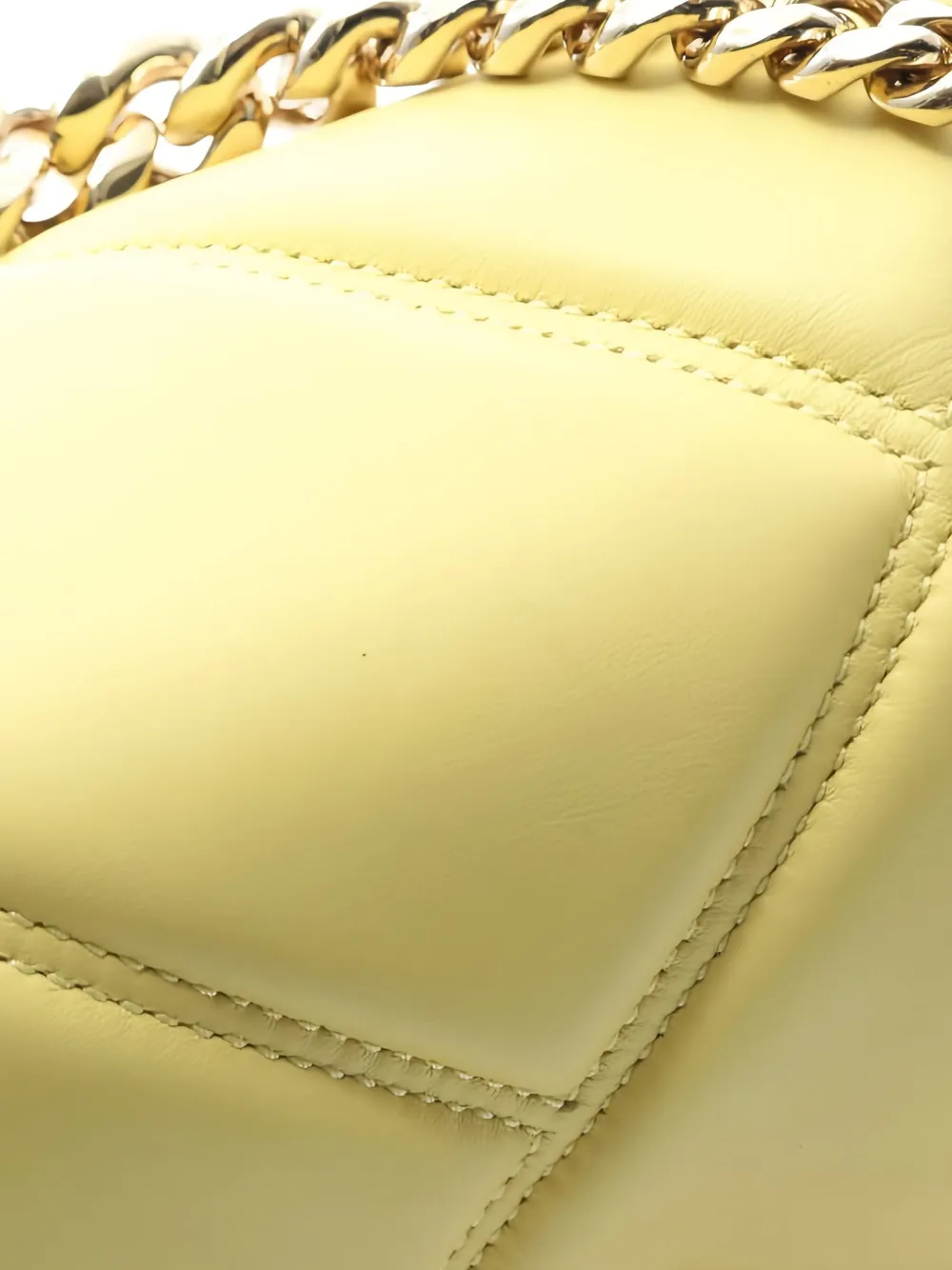 Pre-owned Bvlgari 2010s Serpenti Cabochon Chain Leather Tote Bag In Yellow