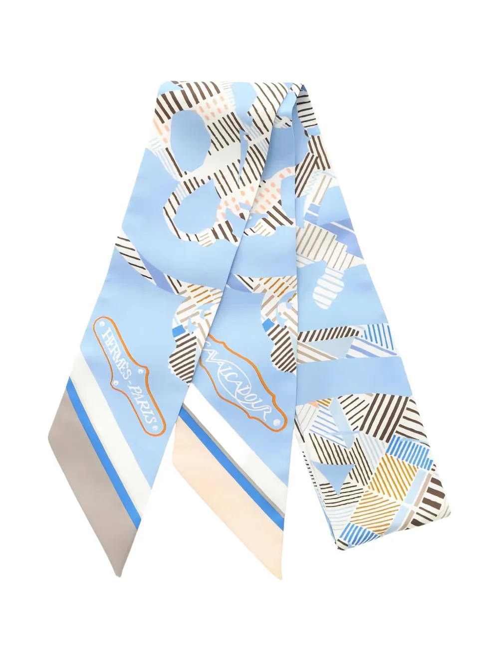 Hermès Pre-Owned 2000s Cavalcadour printed ribbon scarf | Blue | Image 1