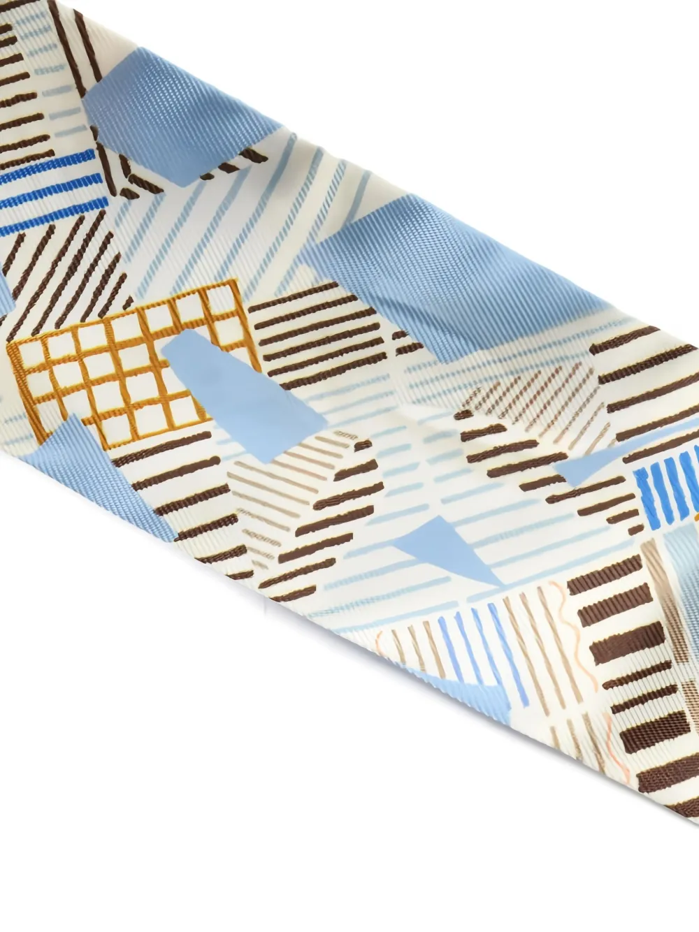 Pre-owned Hermes 2000s Cavalcadour Printed Ribbon Scarf In Blue