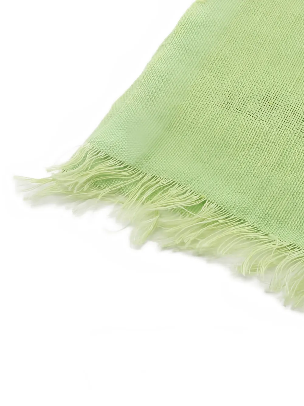 Pre-owned Hermes 20s Logo-embroidered Fringed Scarf In Green