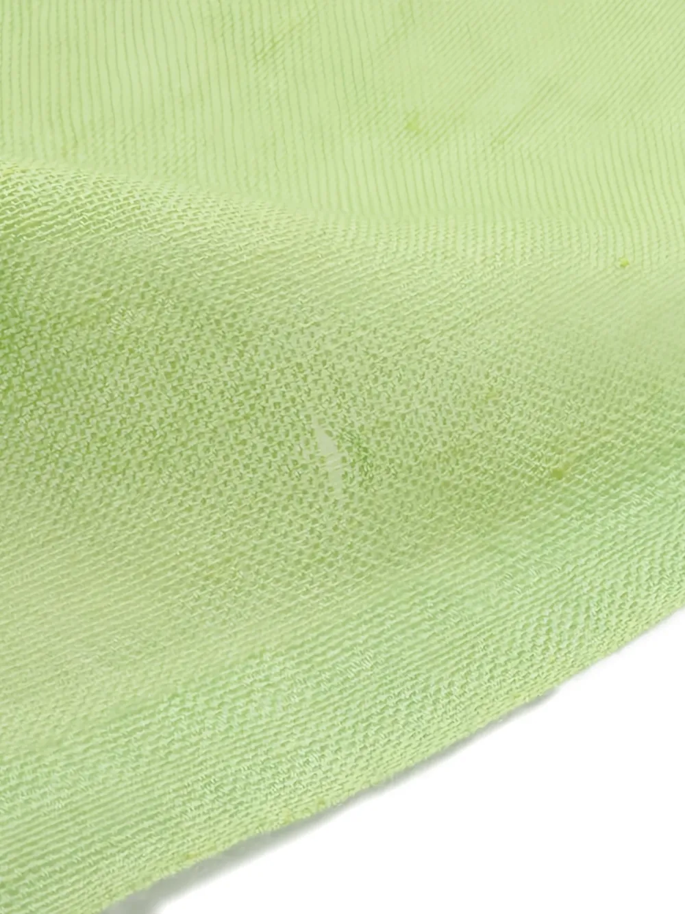 Pre-owned Hermes 20s Logo-embroidered Fringed Scarf In Green