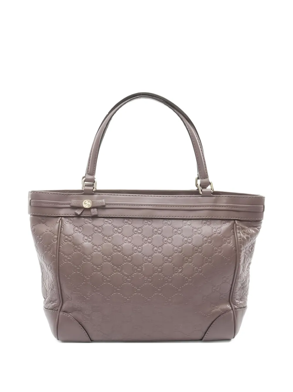 Pre-owned Gucci 00s Monogram-embossed Tote Bag In Brown