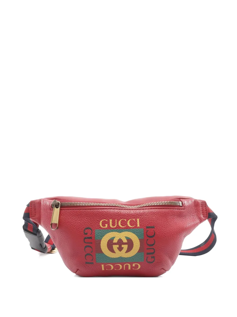 Pre-owned Gucci 2000s Logo-print Leather Belt Bag In Red