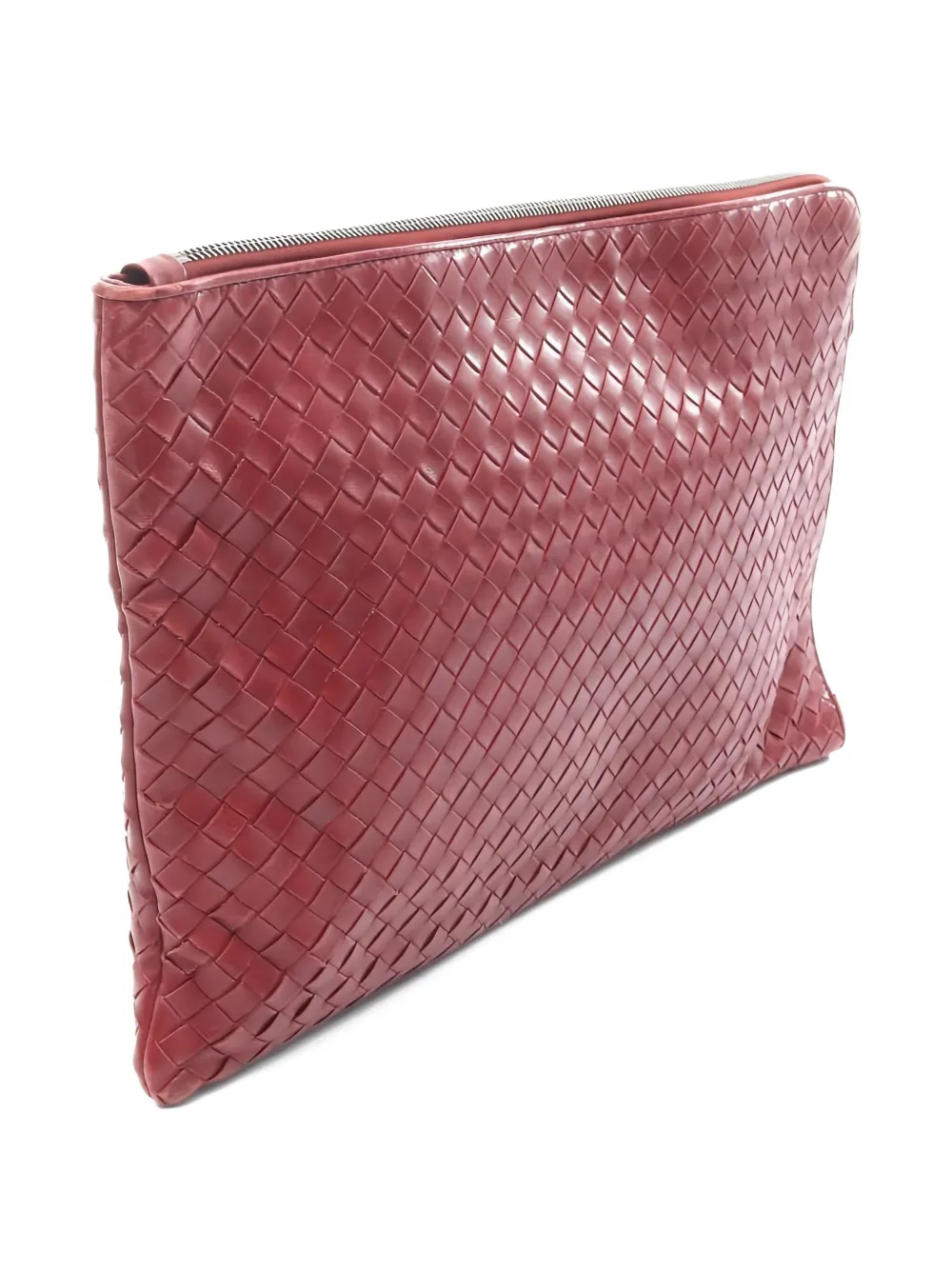 Pre-owned Bottega Veneta 2000s Intrecciato Clutch Bag In Red