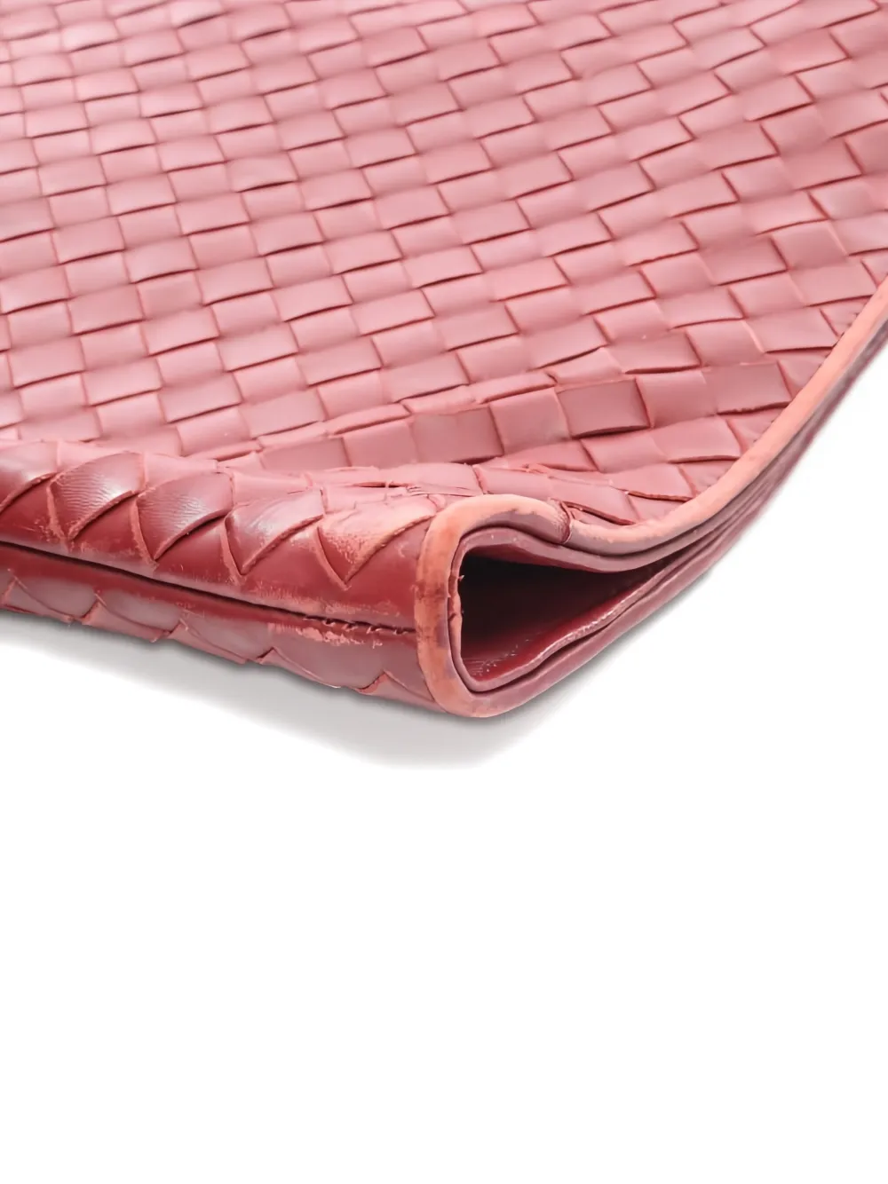 Pre-owned Bottega Veneta 2000s Intrecciato Clutch Bag In Red