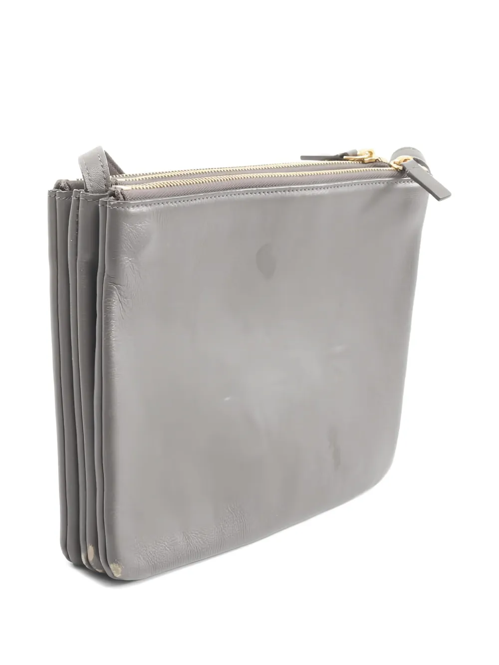 CELINE Pre-owned 2000s Large Trio Leather Cross Body Bag In Gray