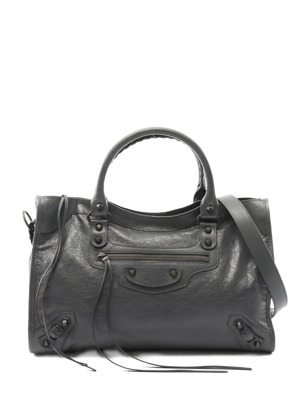 Pre-owned Balenciaga 2020s Medium Le City Leather Tote Bag In Gray