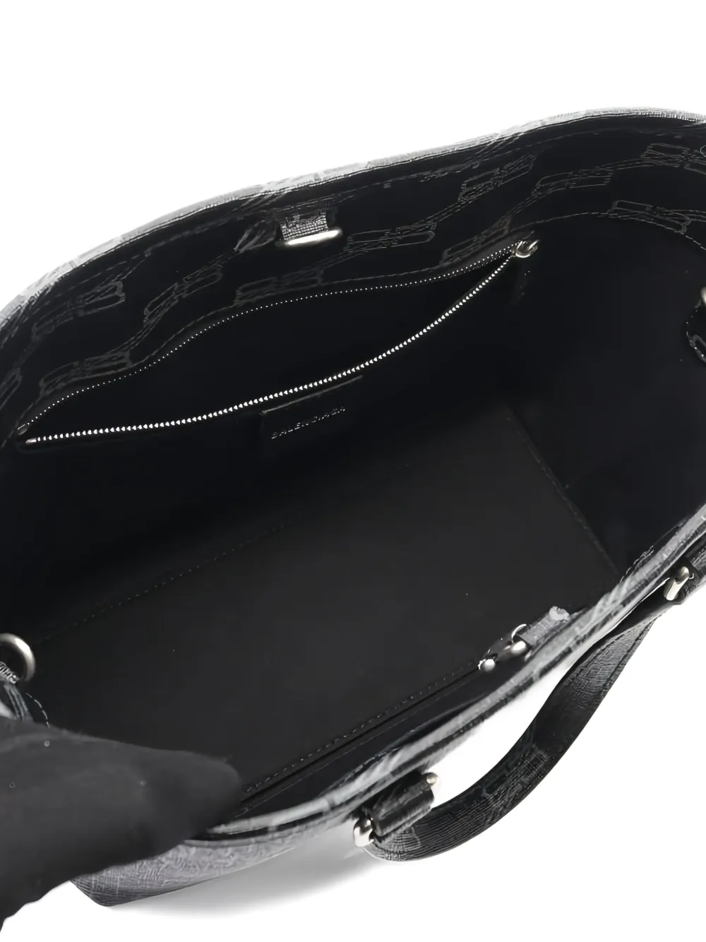 BALENCIAGA Pre-owned 2010s Small Bb Monogram Signature East West Tote Bag In Gray