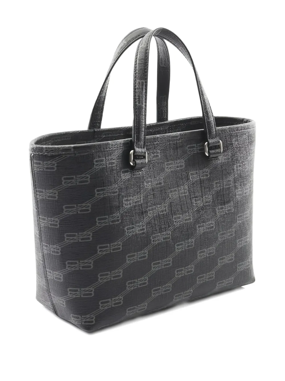 BALENCIAGA Pre-owned 2010s Small Bb Monogram Signature East West Tote Bag In Gray