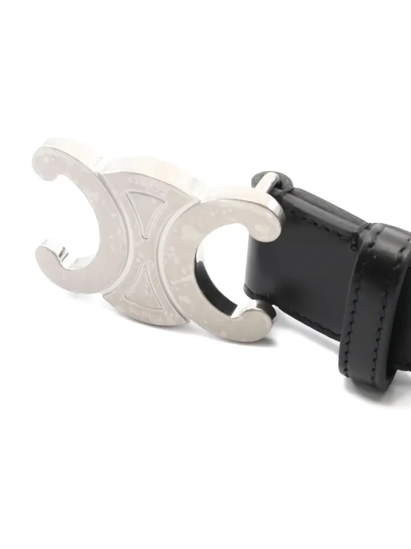 Celine Pre-Owned 2020s Triomphe Leather Belt | Black | FARFETCH display picture 3