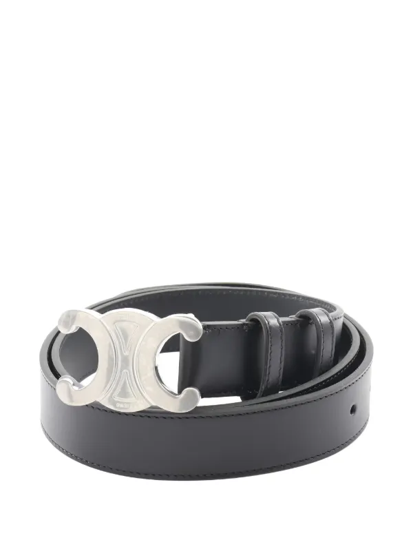Celine Black Triomphe Silver Buckle Belt 100 CELINE 2.5cm Leather Belt for Men | MR PORTER main image 3