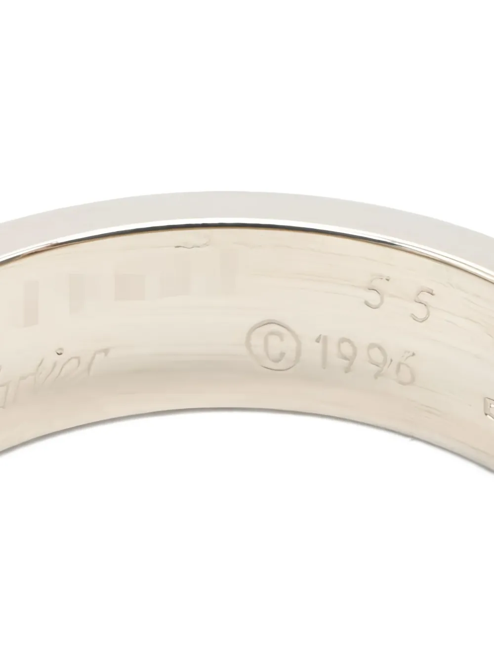 Pre-owned Cartier 2010s 10k White Gold Love Engraved Ring In Silver