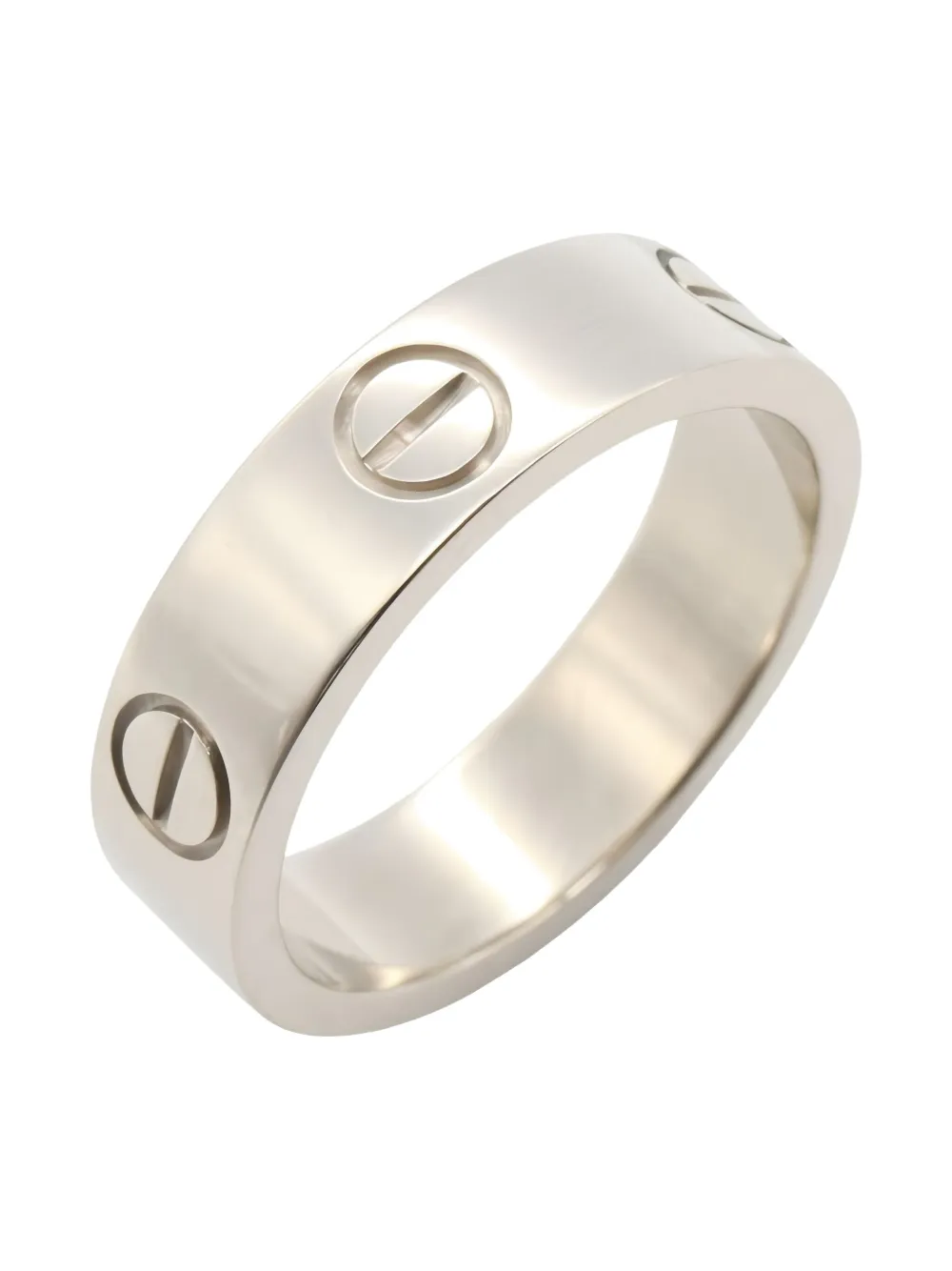 Pre-owned Cartier 2010s 10k White Gold Love Engraved Ring In Silver