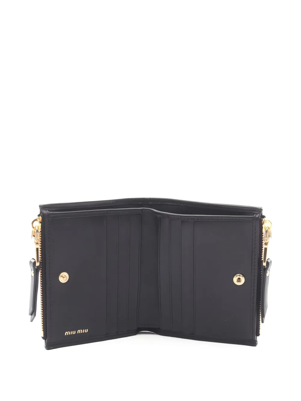 Pre-owned Miu Miu 2020s Matelasse Bi-fold Leather Wallet In Black