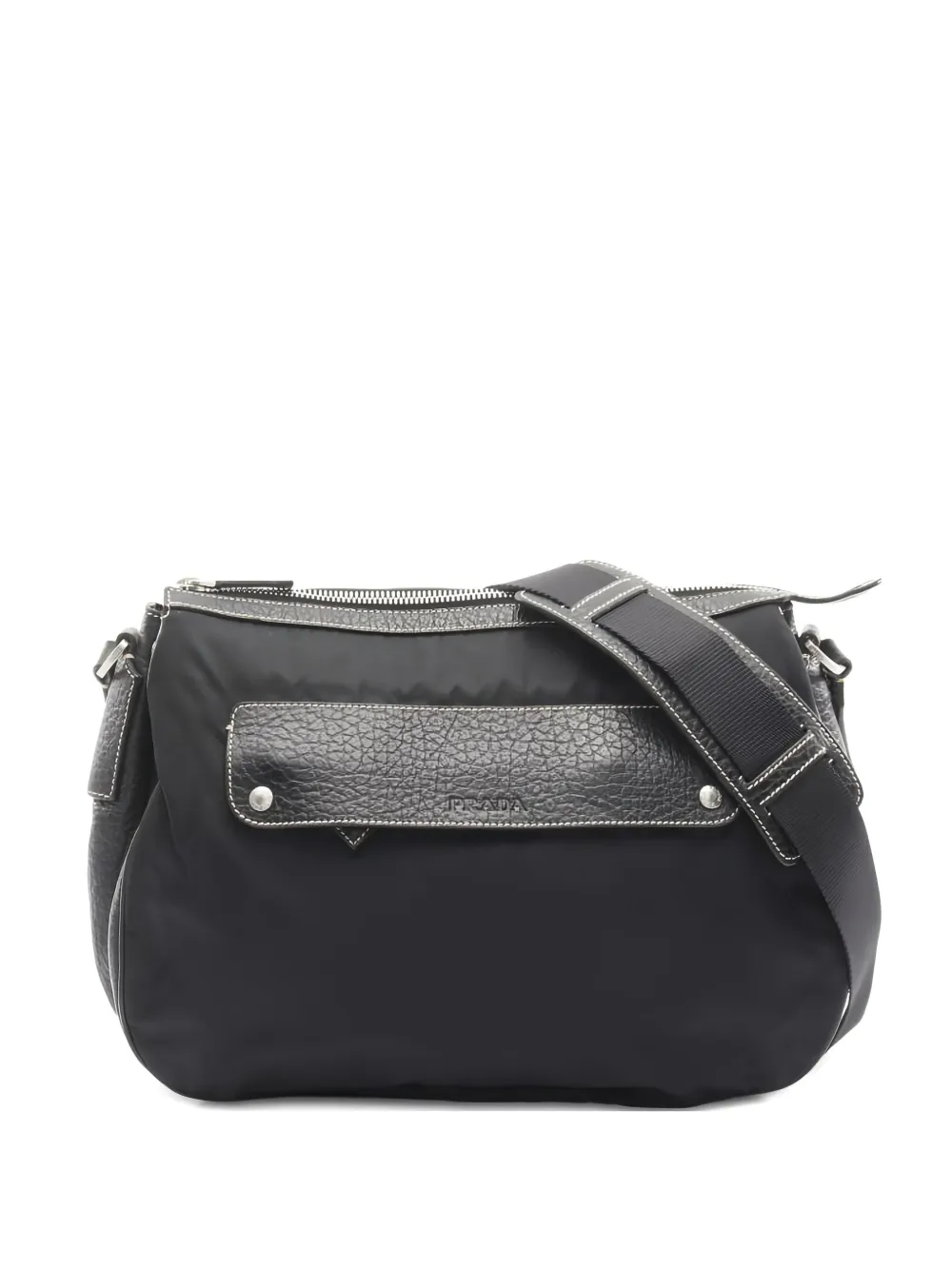 Click to view more detailed imagery on our partner's website Pre-owned Prada 2000s Leather-trim Shoulder Bag In Black