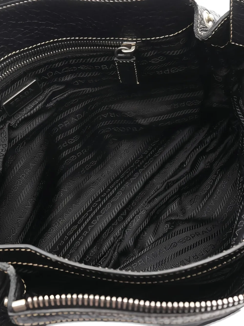 PRADA Pre-owned 2000s Leather-trim Shoulder Bag In Black