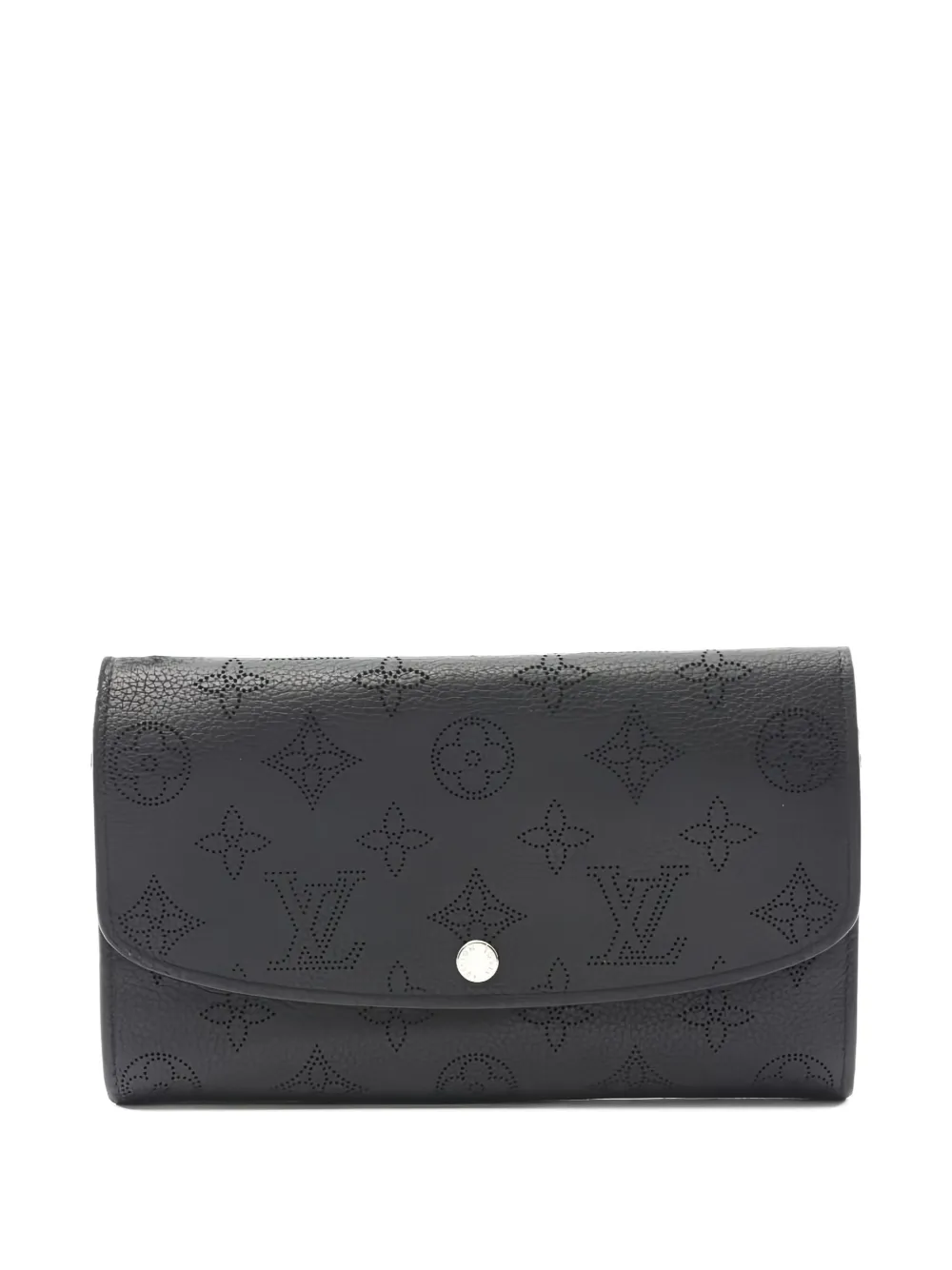 Pre-owned Louis Vuitton 2017 Portefeuil Iris Mahina Wallet In Black