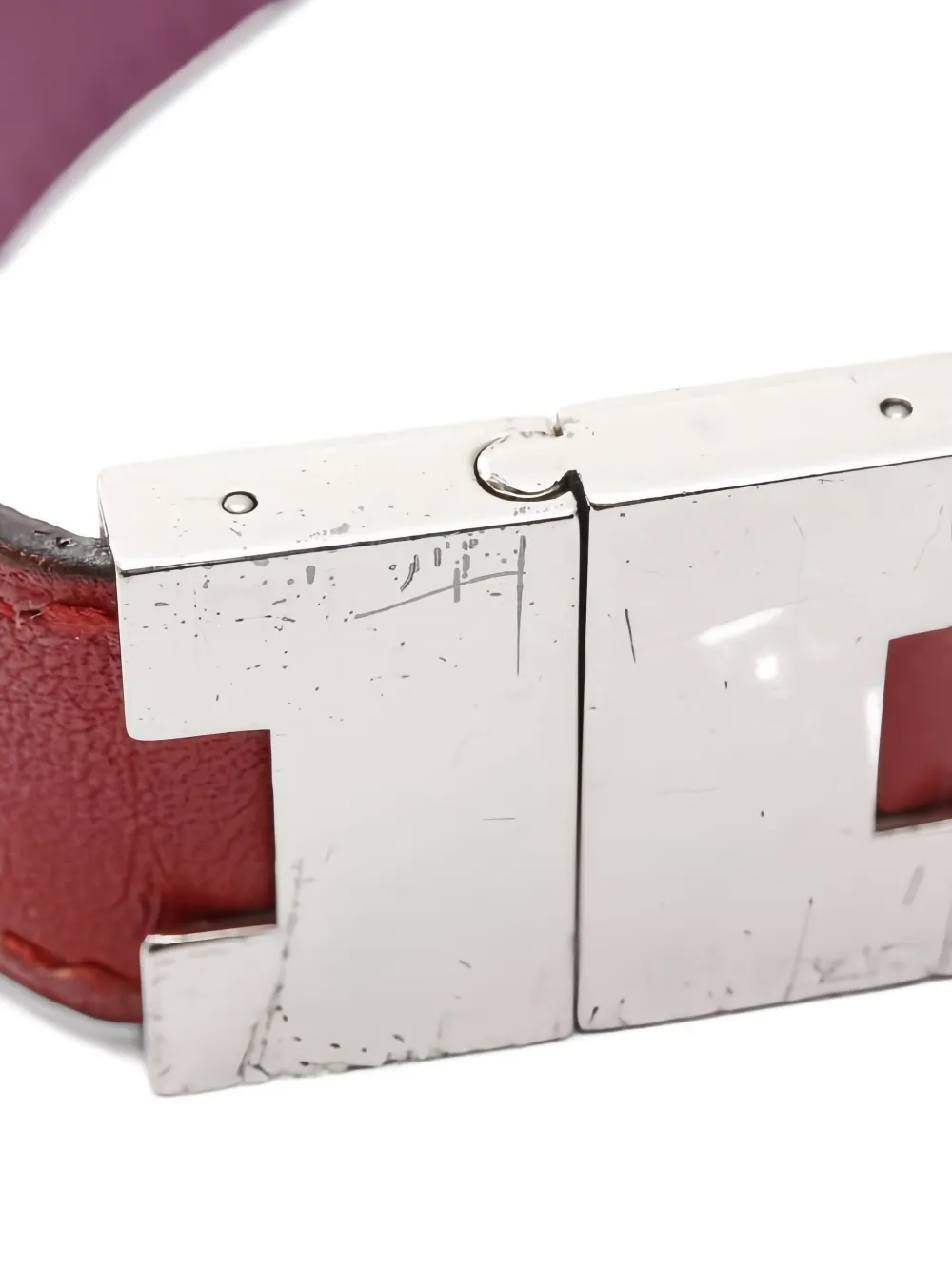 Pre-owned Hermes 2000s Lurie H-detail Bracelet In Red