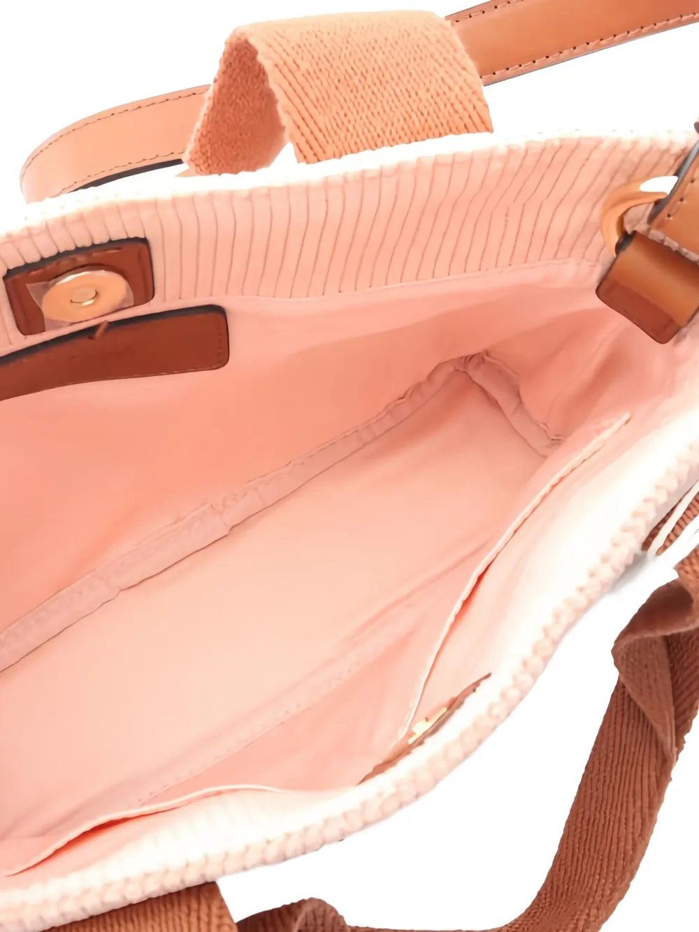CHLOÉ Pre-owned Corduroy Leather Shoulder Bag In Pink