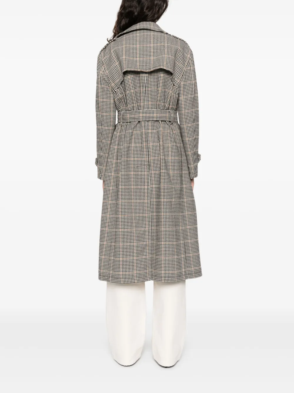 Tagliatore Double-breasted Houndstooth Trench Coat In Multi
