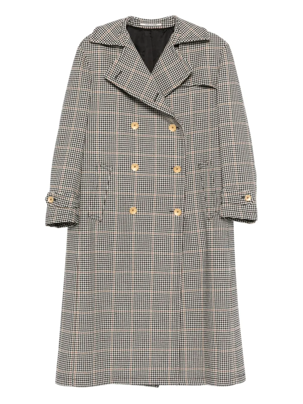 Tagliatore Double-breasted Houndstooth Trench Coat In Multi