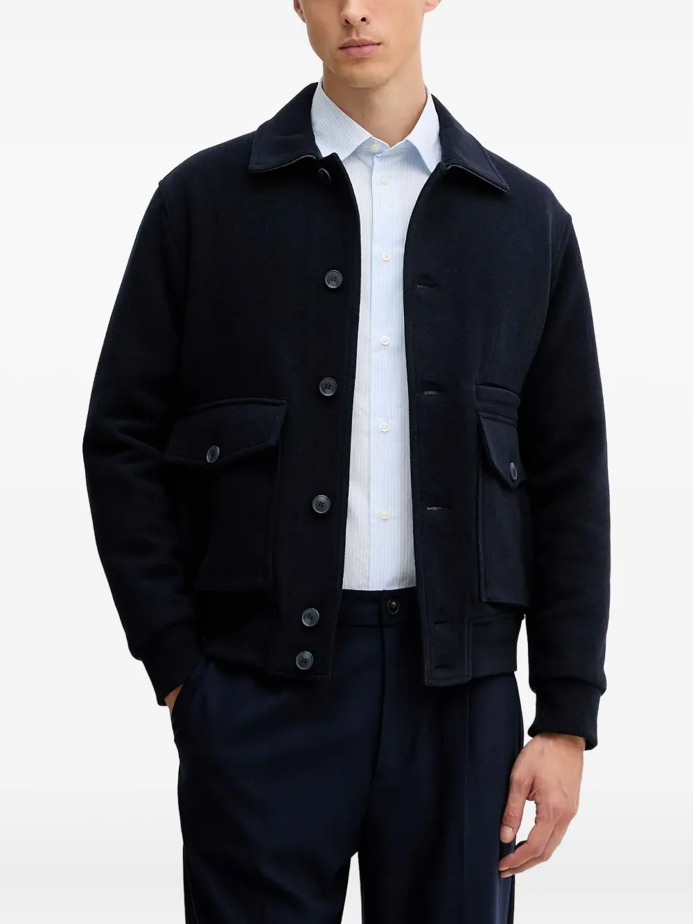 Benetton button flap-pocket jacket | Blue | Image 1