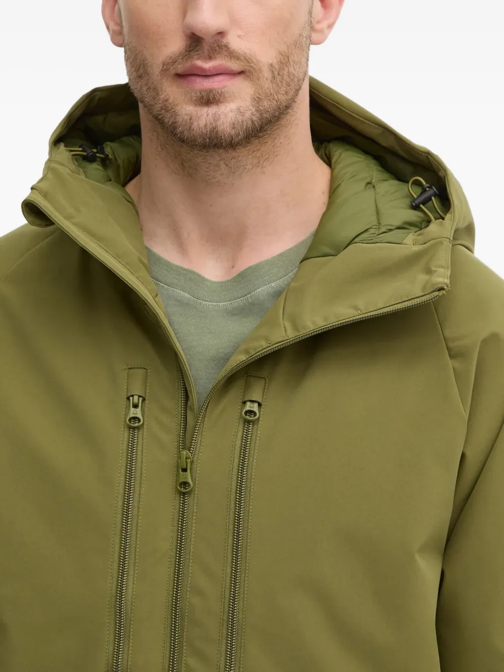 Benetton Hooded Zip-fastening Jacket In Green