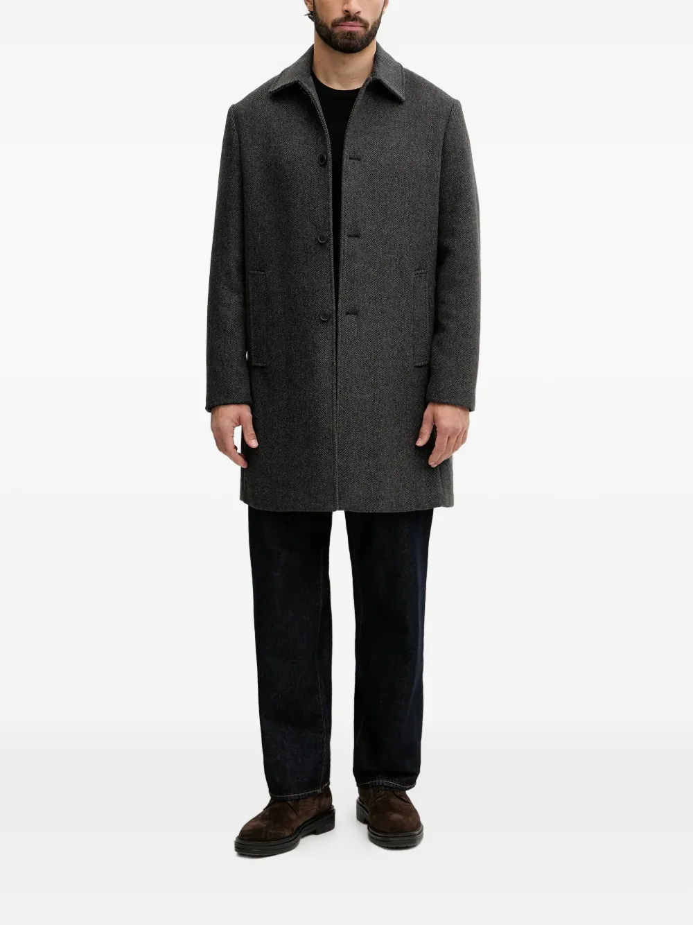 Benetton button herringbone coat | Single Breasted Coats | Image 2