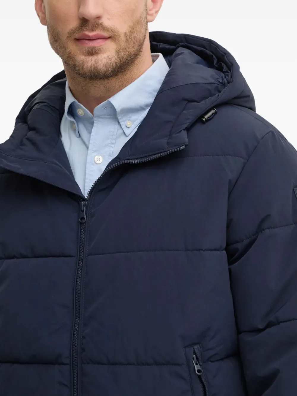Benetton Hooded Padded Jacket In Blue