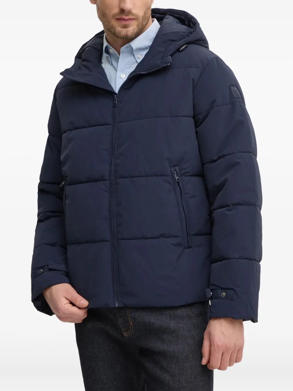 Benetton Hooded Padded Jacket In Blue