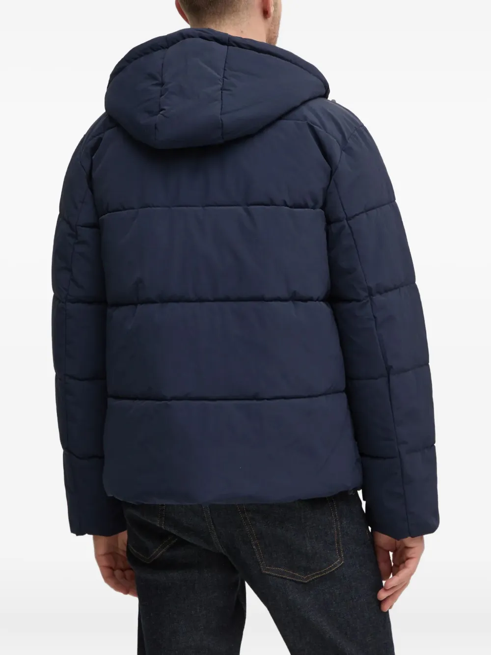 Benetton Hooded Padded Jacket In Blue