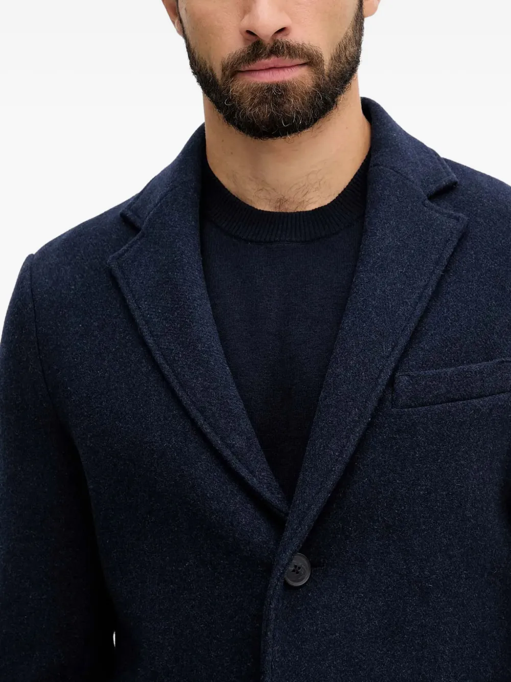 Benetton Buttoned Pocket Coat In Blue