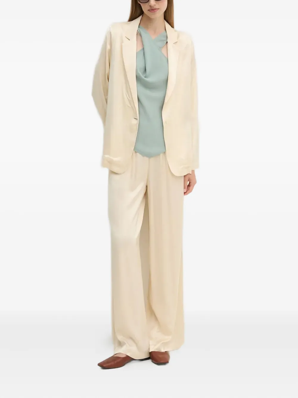 Benetton Lapel Collar Blazer In Neutral