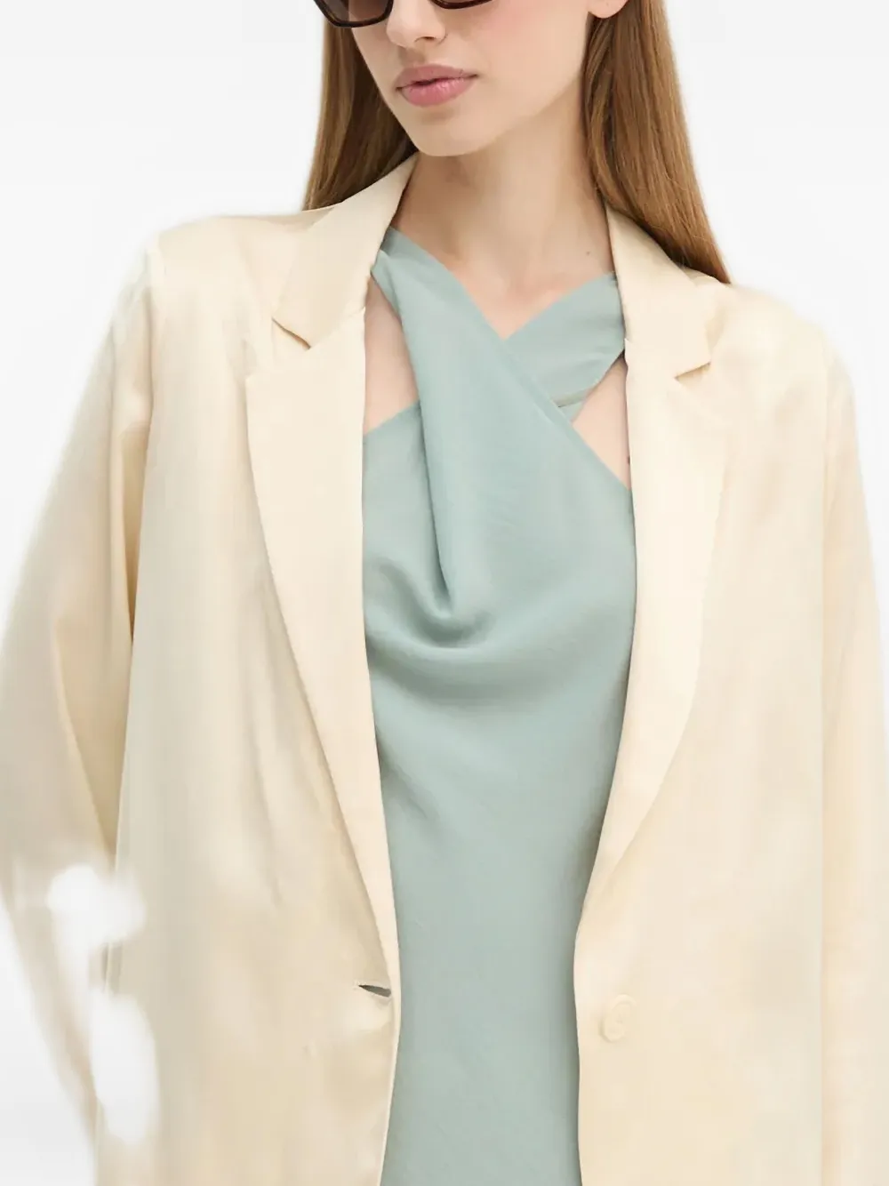 Benetton Lapel Collar Blazer In Neutral