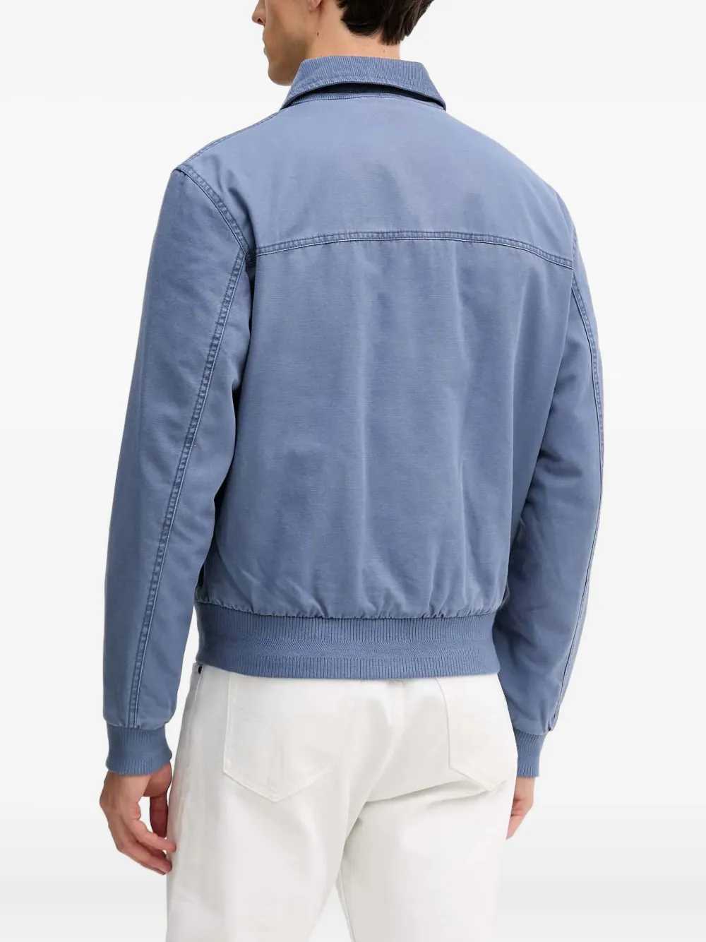 Benetton Corduroy Collar Cotton Jacket In Blue