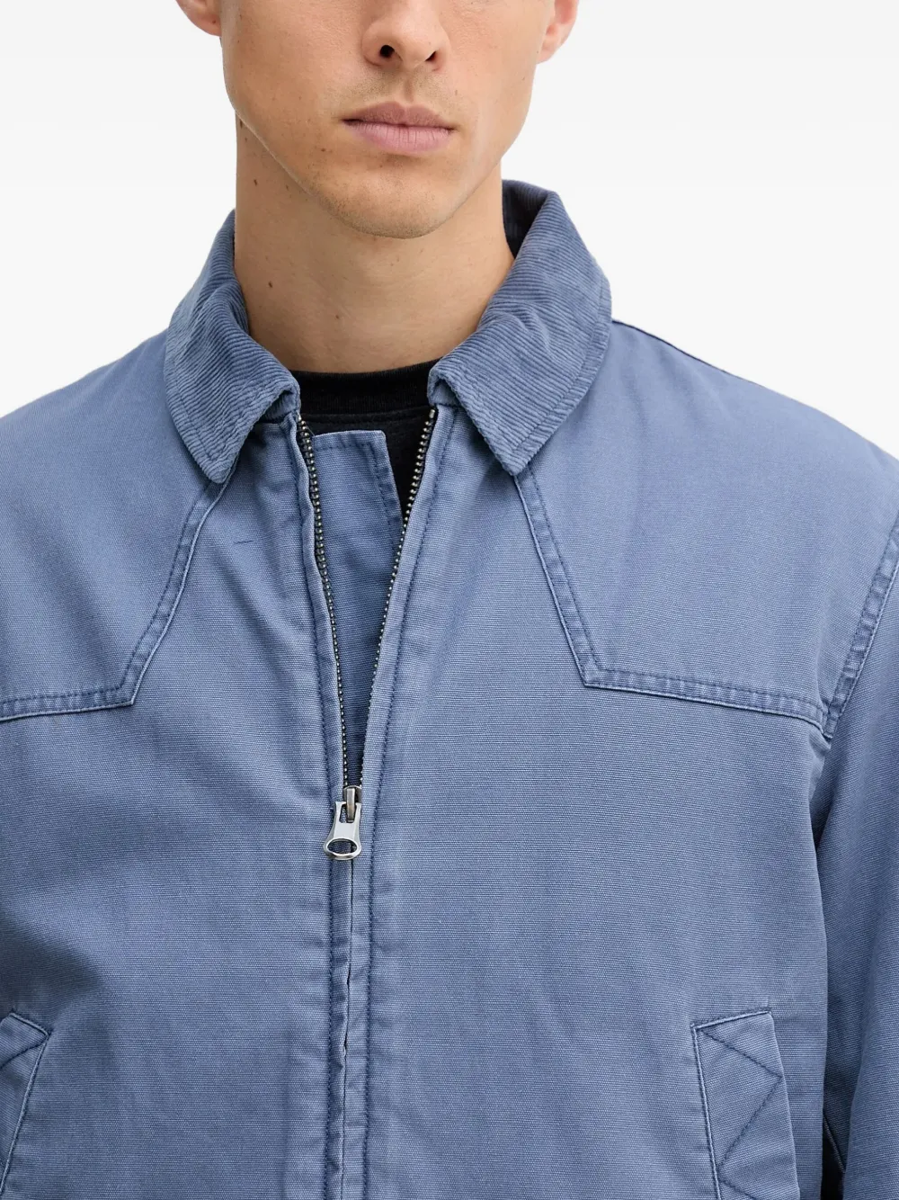 Benetton Corduroy Collar Cotton Jacket In Blue