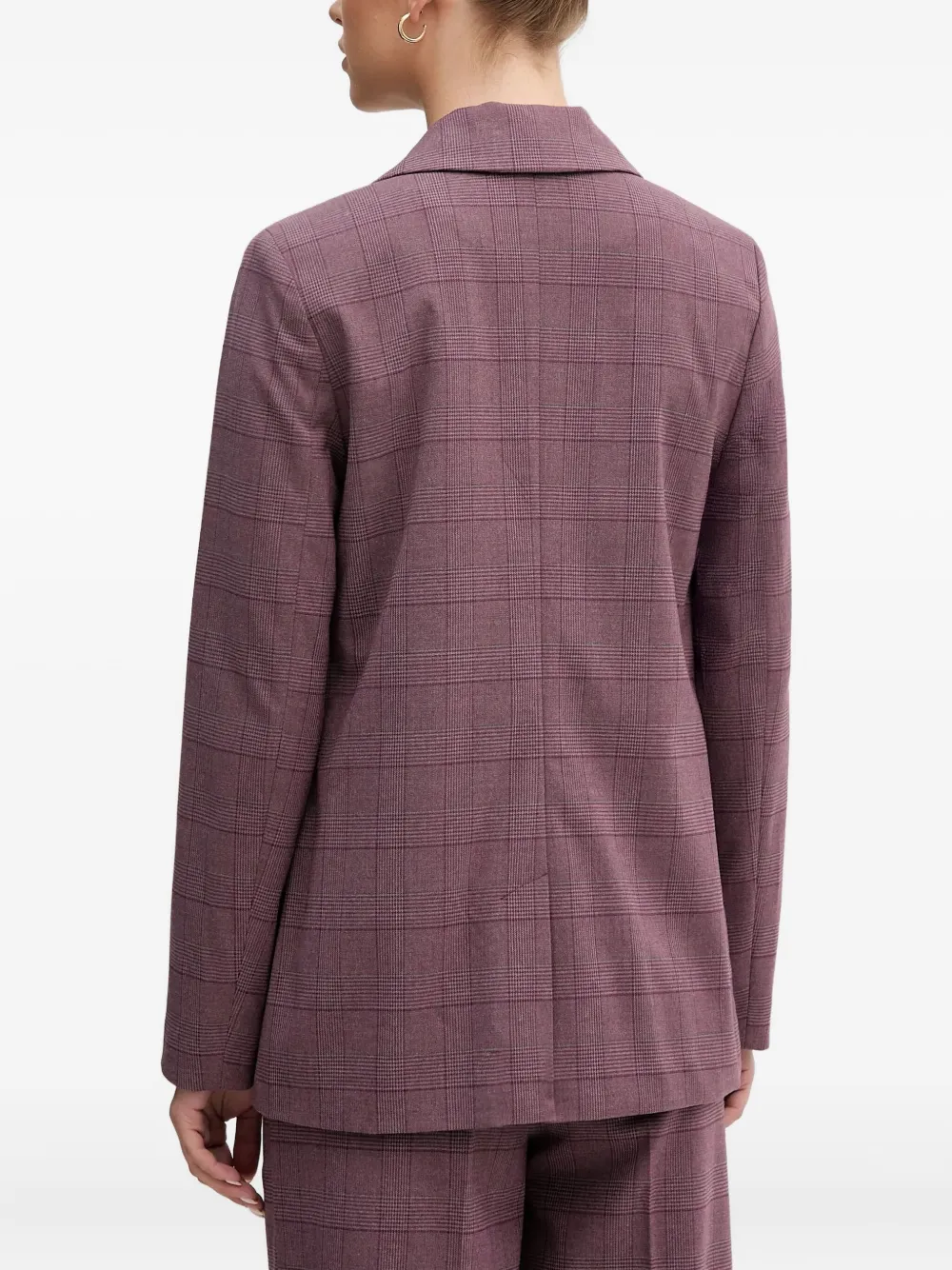 Benetton Check-pattern Button-fastening Blazer In Purple