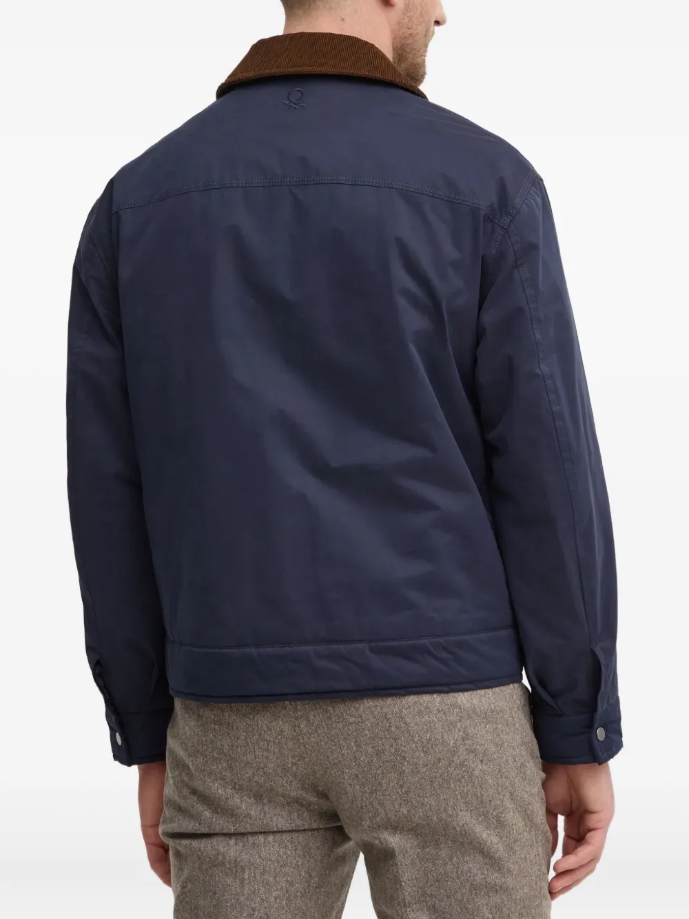 Benetton Corduroy-collar Jacket In Blue