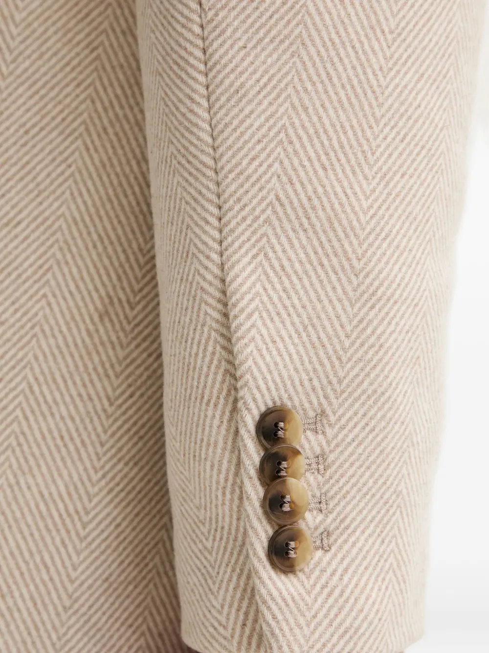 Benetton Button Herringbone Coat In Neutral