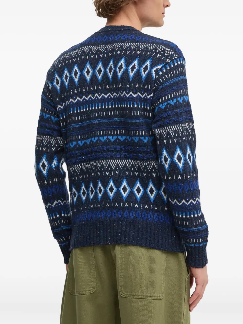Benetton Diamond-pattern Sweater In Blue