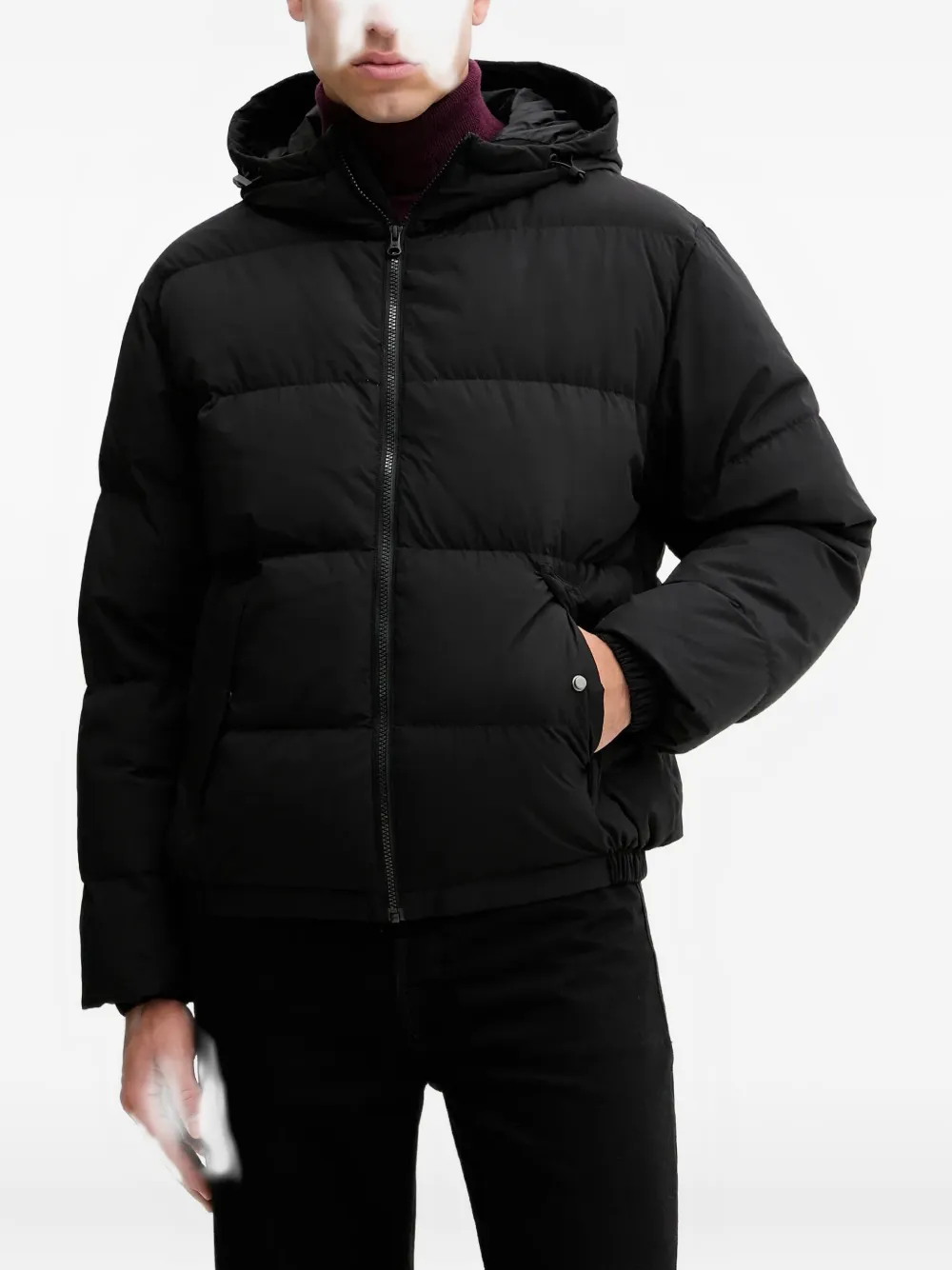 Benetton Hooded Zip-fastening Jacket In Black