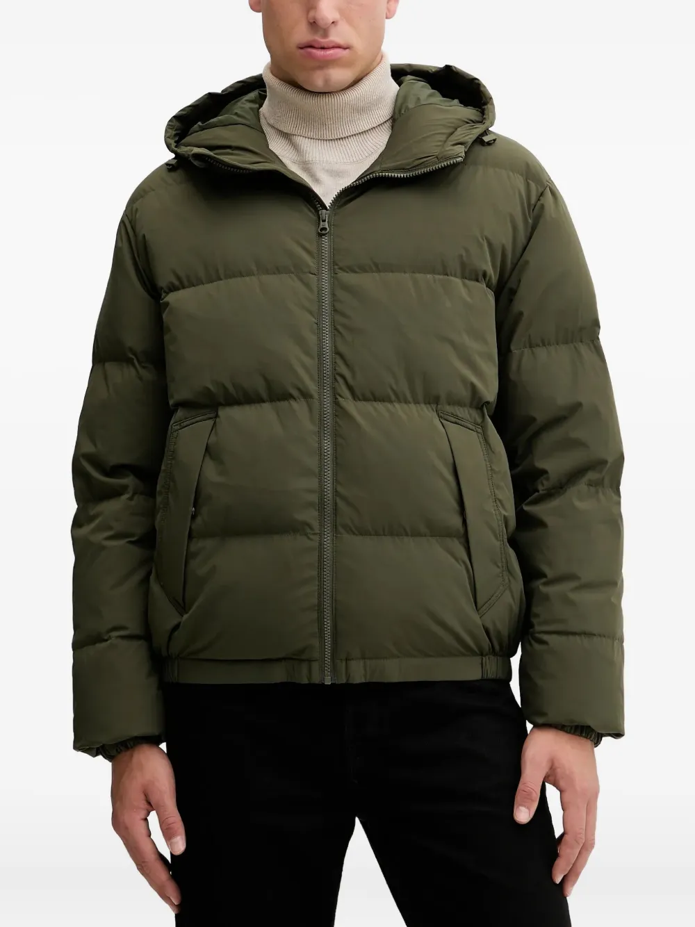 Benetton hooded padded jacket | Green | Image 1