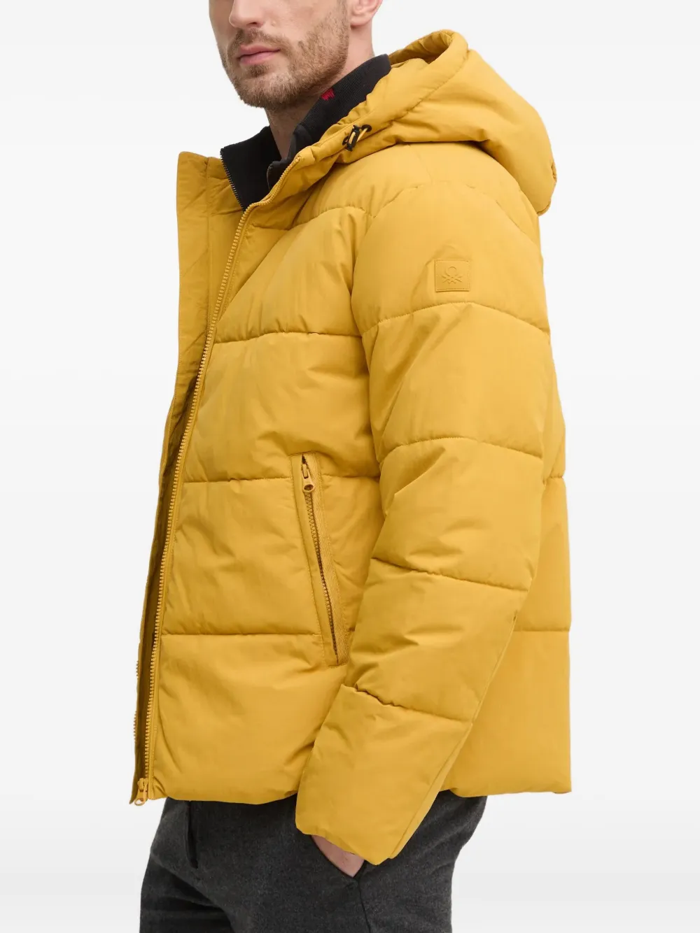 Benetton Hooded Zip-fastening Jacket In Yellow