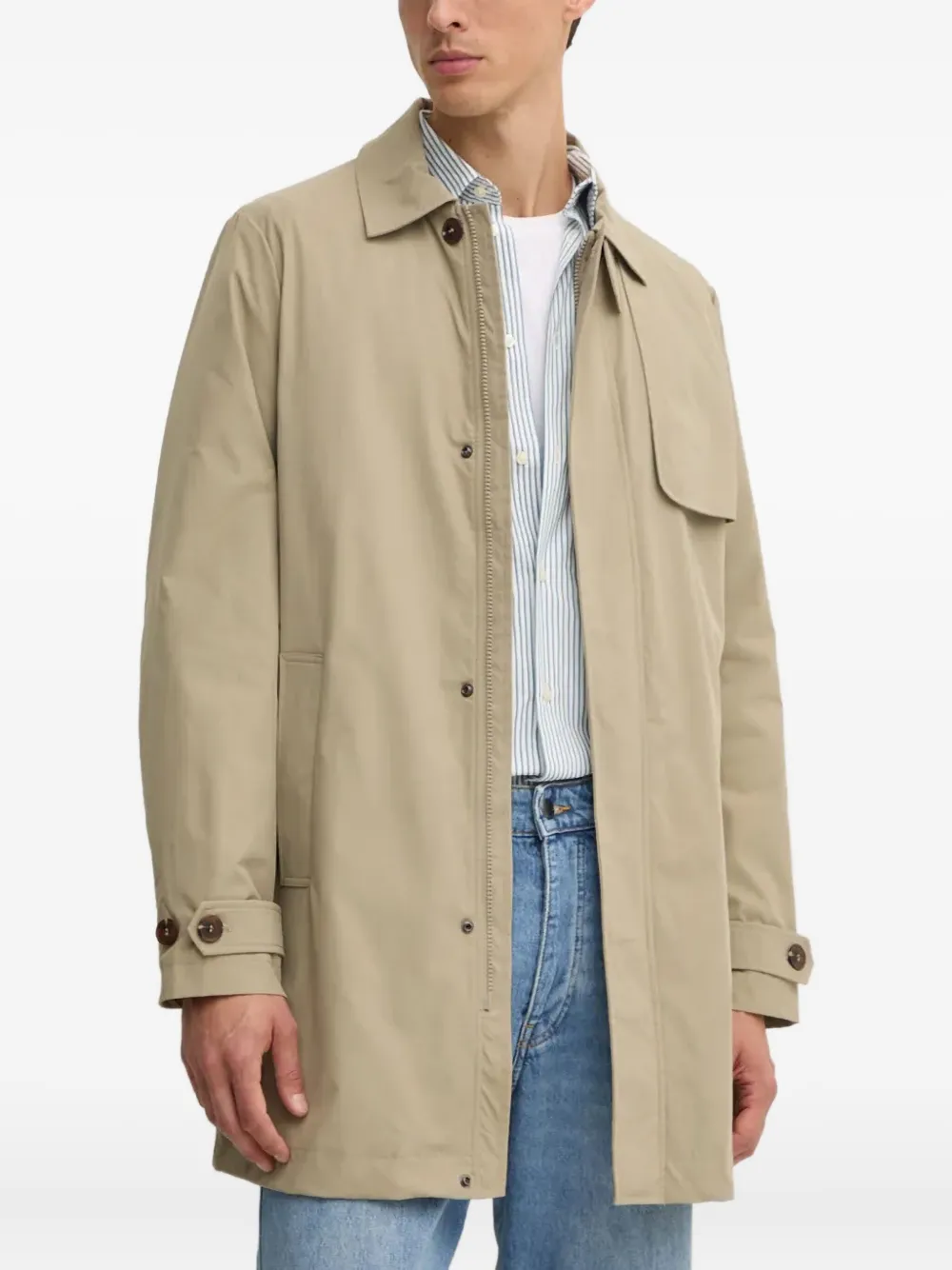 Benetton Collar-point Coat In Neutral