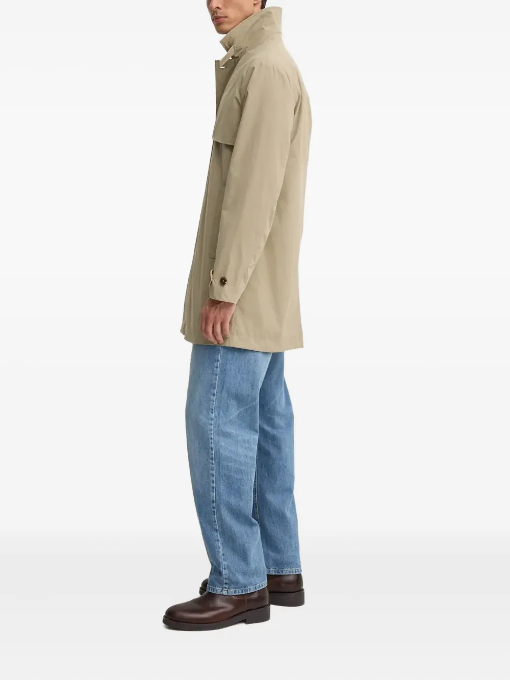 Benetton Collar-point Coat In Neutral