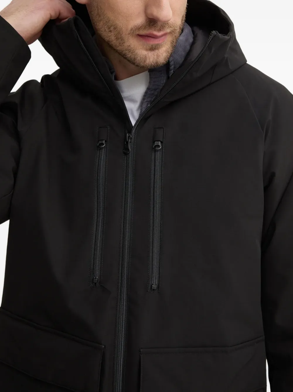 Benetton Jack met capuchon en rits Zwart