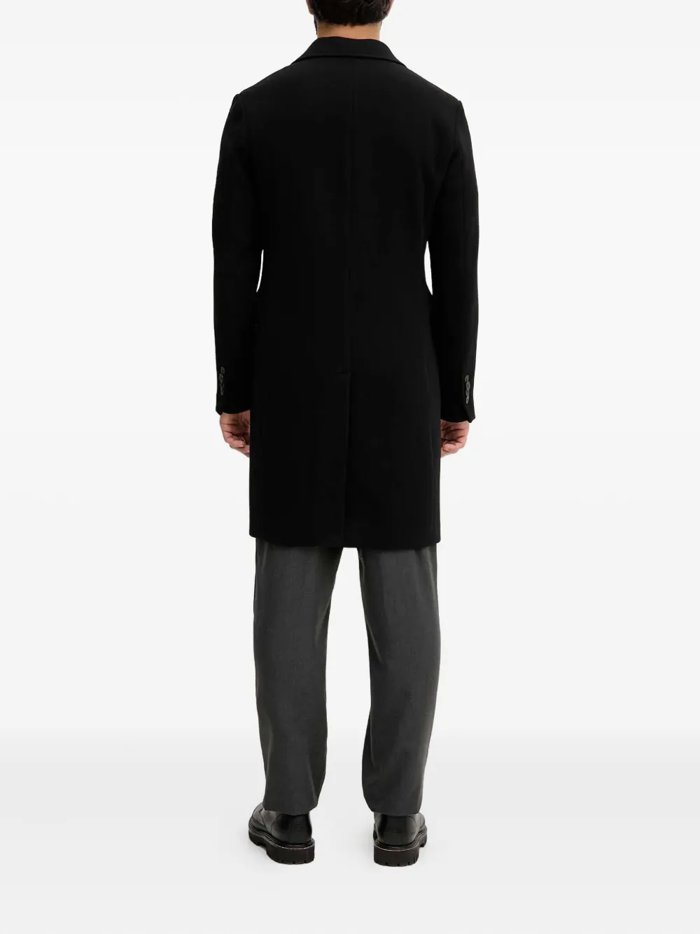 Benetton Buttoned Coat In Black