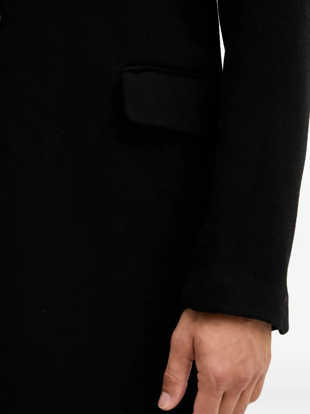 Benetton Buttoned Coat In Black