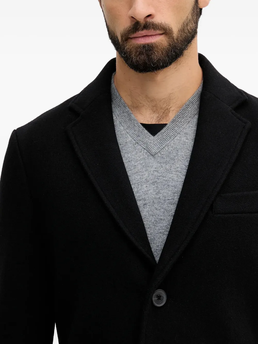 Benetton Buttoned Coat In Black